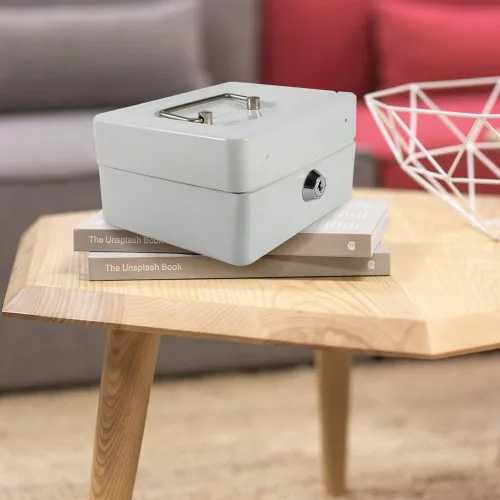 Vista 6 de Shanrya Caja de seguridad segura, mini caja de seguridad portátil con cerradura para el hogar, oficina, joyería, uso en efectivo, almacenamiento