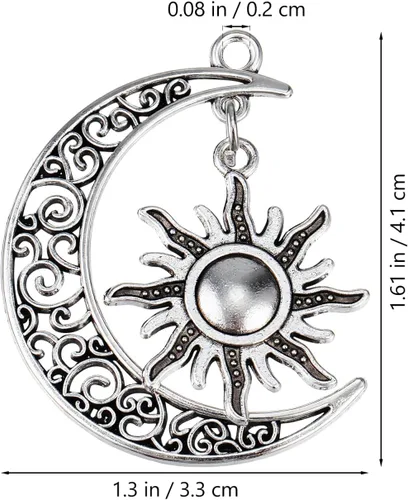 Vista 7 de SEWACC 10 dijes de luna y sol, suministros de fabricación de joyas para pulseras, collares, manualidades