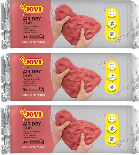 Vista 4 de Jovi - Arcilla seca al aire, juego de 3 unidades, 1.1 libras cada una, total de 3.3 libras, no necesita horno, color terracota, arcilla de cerámica