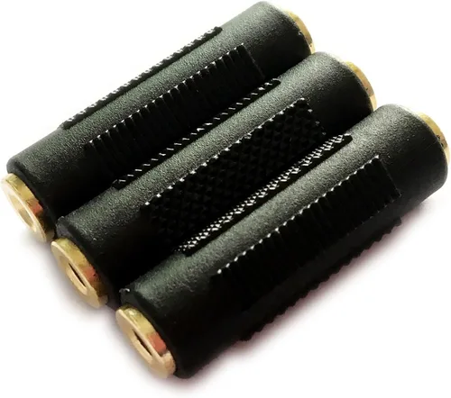 Vista 4 de Posdou 3.5mm Jack estéreo macho a 3.5mm Jack estéreo hembra a hembra adaptador conector chapado en oro (paquete de 3)