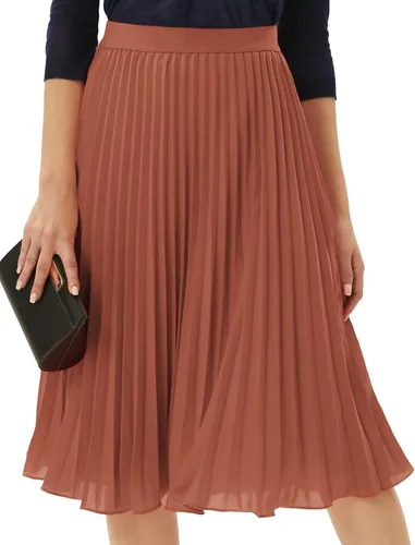 Vista 210 de GRACE KARIN - Falda plisada de gasa para mujer, con cintura alta y elástica, vuelo, corte acampanado y longitud por debajo de la rodilla