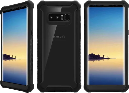Vista 6 de Asuwish Funda de teléfono para Samsung Galaxy Note 8, a prueba de golpes, dura, a prueba de caídas, protección de cuerpo completo, resistente Negro