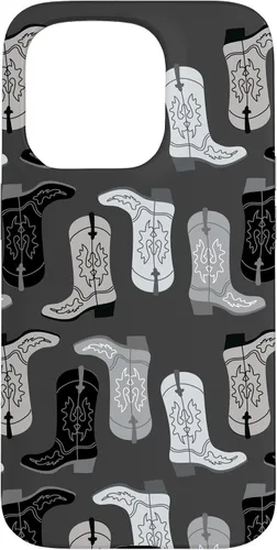 Vista 14 de Cowboy Boot Illustration Preppy Western in Black and White Case for iPhone 17