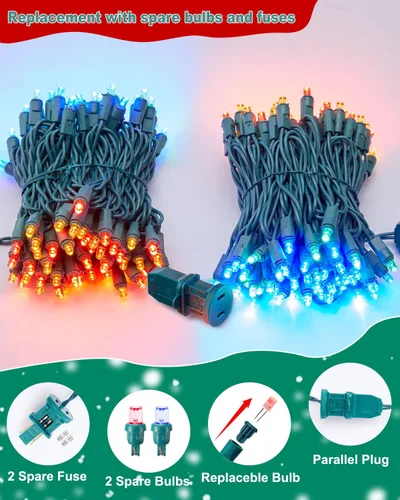 Vista 4 de Mini cadena de luces LED de Navidad, 14 pies, 50 luces LED F5, multicolor, luces de árbol de Navidad conectables para corona, guirnalda, fiesta