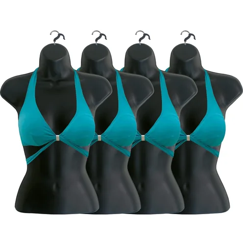 Vista 19 de Maniquí femenino con espalda hueca y cuerpo apilable con ganchos para colgar para exhibición de camisetas, encimera, ferias de manualidades, fotos