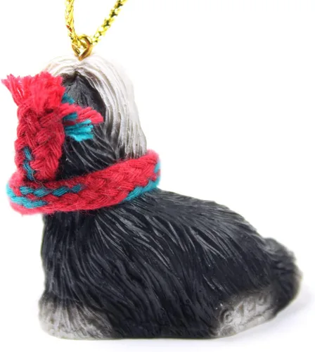 Vista 2 de Conversation Concepts Shih Tzu - Adorno de Navidad en miniatura en blanco y negro
