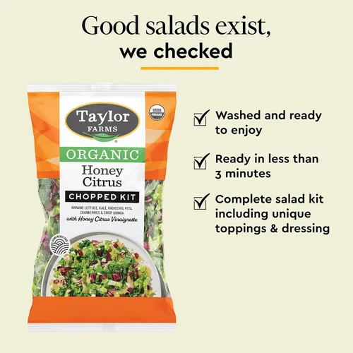 Vista 4 de Taylor Farms, kit de ensalada picada orgánica de miel y cítricos, 8.8 onzas