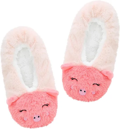 Vista 23 de Panda Bros - Pantuflas gruesas y cálidas para mujer con suela antideslizante, zapatos de casa con diseño de personajes, pantuflas novedosas