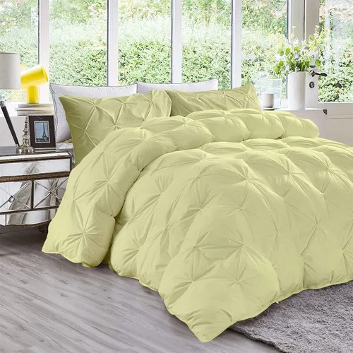 Vista 6 de Juego de edredón plisado de 3 piezas de 21.16 oz/m² para todas las estaciones (edredón + 2 fundas de almohada), relleno de edredón de algodón