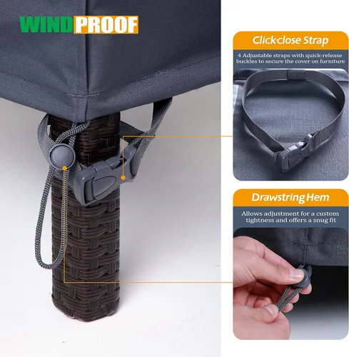 Vista 15 de F&J Outdoors Fundas para muebles de patio, impermeables, resistentes a los rayos UV, tela antidesgarros, cubierta para mesa de exterior, cubierta