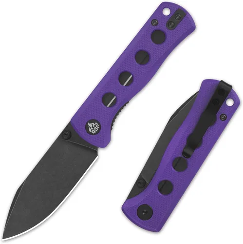 Vista 20 de QSP Canary Folder - Cuchillo plegable de bolsillo, hoja de 7.21 cm Sandvik 14C28N con acabado negro lavado a la piedra, mango G10 negro, bloqueo