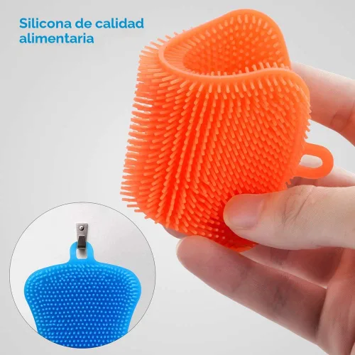 Vista 2 de 3 esponjas de silicona OstWony para platos, esponjas de silicona de grado alimenticio súper alimentarias, utensilios de cocina multiusos