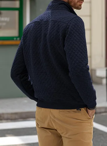 Vista 2 de JMIERR Sudadera acolchada para hombre, casual, de manga larga, cuello alto, con botones