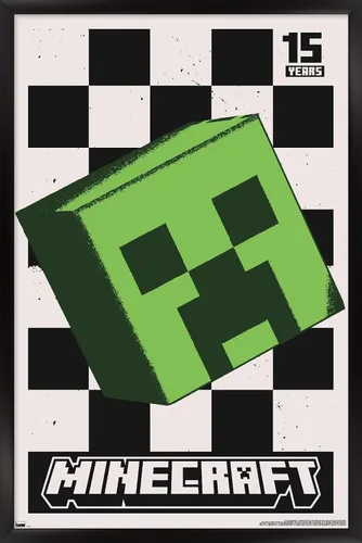 Vista 8 de Trends International Minecraft: 15th Anniversary - Póster de pared Posterized Creeper, 22.4 pulgadas de largo x 14.7 W, versión enmarcada de madera