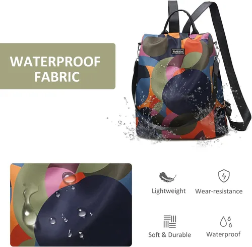 Vista 6 de Mochila para mujer, antirrobo, bolsa de viaje convertible, mochila de moda, casual, impermeable, para senderismo, M