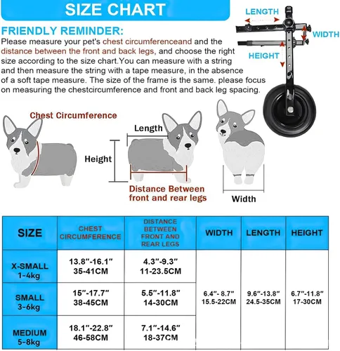 Vista 4 de Adjustable Dog Wheelchair for Back Legs, Lightweight Cart for Small to Medium Dogs, 6-9Kg, Mesh Material, Easy Assembly, Metal Frame