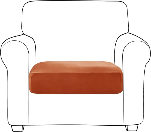 Vista 2 de OBCREAT Fundas de cojín de terciopelo elástico suave para asiento de felpa, funda de cojín gruesa con parte inferior elástica, protector de muebles