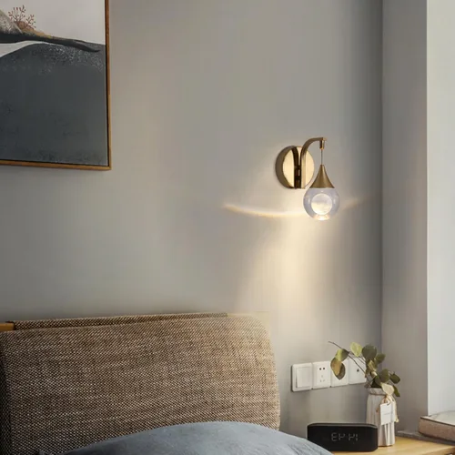 Vista 4 de Aplique de pared de luna para interiores, lámpara de pared de cristal, moderna, regulable, luz LED de pared para dormitorio, baño, sala de estar