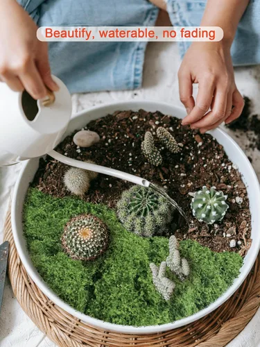 Vista 4 de Planta artificial de musgo artificial de musgo floral verde de 5.3 onzas para manualidades, manualidades de hadas, jarrón, florero, decoración de A