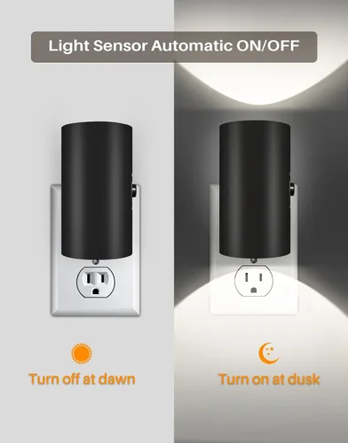 Vista 2 de Luces nocturnas enchufables a la pared, luz nocturna LED enchufable con sensor de luz, luz de pared de brillo ajustable de 0-100 lúmenes, luz blanca