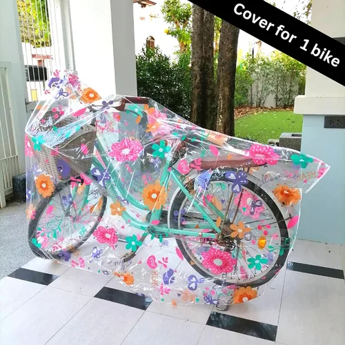 Vista 6 de Funda para bicicleta, bonita funda transparente para almacenamiento al aire libre, impermeable, material Ripstop resistente, protección para todo