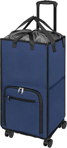 Vista 12 de Bukere Cesta de lavandería grande con ruedas, 4 ruedas y 2 asas, bolsa de lavandería con ruedas plegable independiente para ropa, apartamento Azul