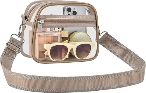 Vista 15 de Bolsa transparente para eventos de estadio, bolsa transparente para mujer, bolsa cruzada, correa de hombro ajustable para conciertos, deportes