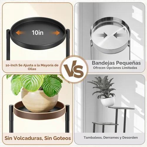 Vista 6 de LASZOLA Soporte plegable para plantas de interior de 7 niveles para múltiples macetas grandes, estante ajustable alto y resistente con bandeja de 10