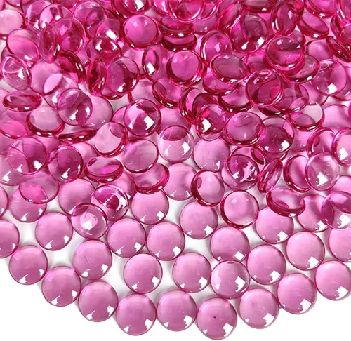 Vista 19 de HappyFiller 1200 PCS gemas acrílicas planas tipo canicas de 0.6" color morado brillante para rellenos de jarrones, confeti de fiesta, centros