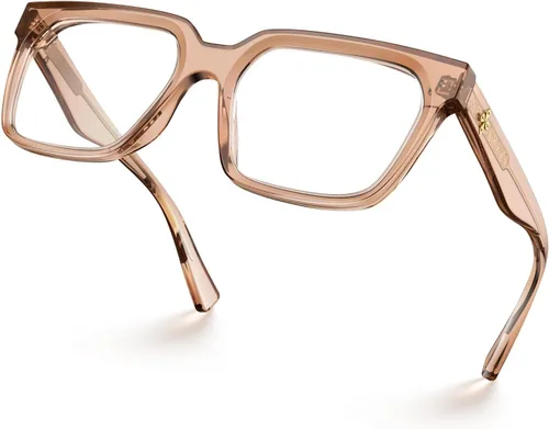 Vista 33 de VISOONE Chunky Rectangle Oversized Blue Light Blocking Computer Glasses Clear Lenses Cute Fake Large Frame Preppy Stylish Designer Fashion Screen