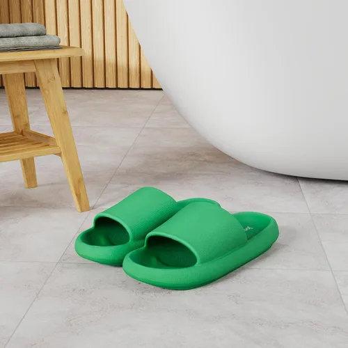 Vista 2 de Joomra - Sandalias acolchadas tipo pantuflas para mujeres y hombres, antideslizantes, de secado rápido, sandalias para baño, con suela gruesa