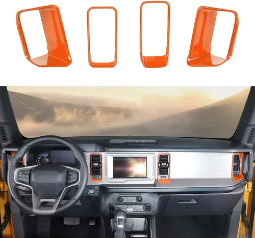 Vista 9 de Cubierta de anillo lateral de ventilación de aire para consola central Ford Bronco 2/4 puertas 2021 2022 2023 2024 Accesorios interiores