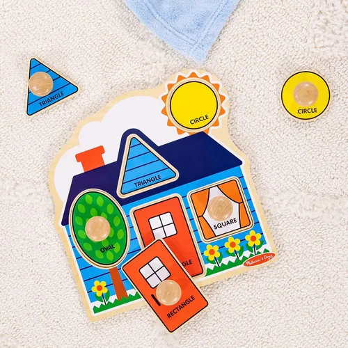 Vista 8 de Melissa & Doug First Shapes - Rompecabezas de pomo jumbo con formas, rompecabezas de clavijas de madera para niños pequeños, juguete educativo