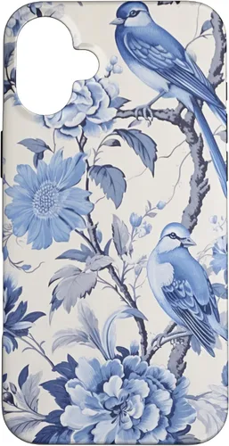 Vista 22 de Chinoiserie Floral Toile Blue and White Case for iPhone 16