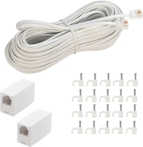 Vista 12 de Cable de extensión para teléfono fijo con enchufe estándar RJ-11 6P4C (3 pies-paquete de 3, negro)