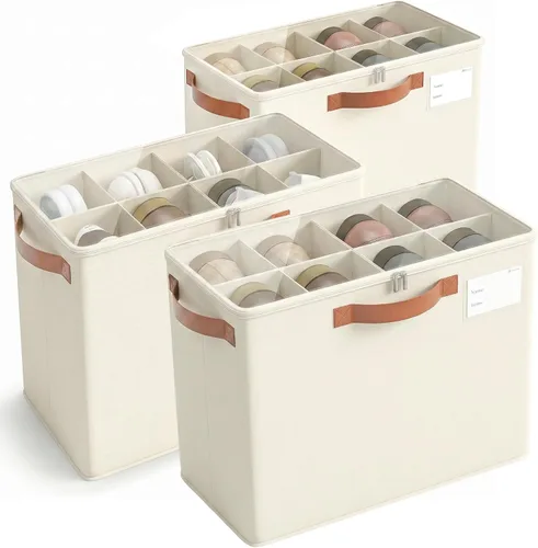Vista 15 de Varhomax Shoe Organizer Box for Closet, Fabric Shoe Storage Bin with Adjustable Dividers & Clear Cover, Holds up 16-32 Pairs of Sneakers & Sandals