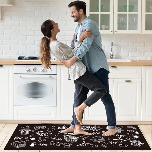Vista 7 de Comfoyar Black Cool - Alfombra para lavandería, antideslizante, impermeable, 47 x 17.5 pulgadas Negro Cool