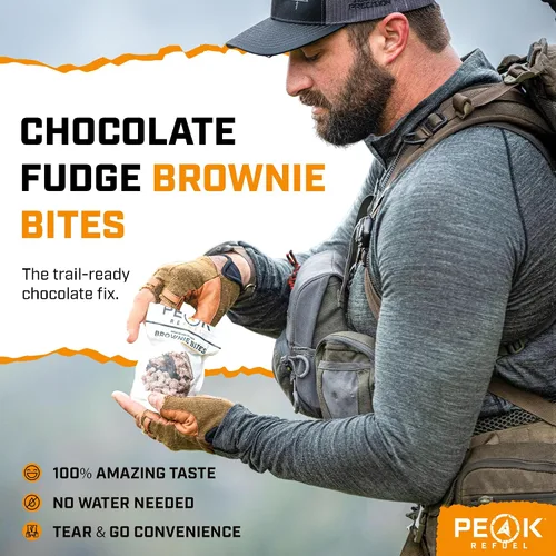 Vista 3 de Peak Refuel Fudge Brownie Bites, refrigerio liofilizado para camping, 1