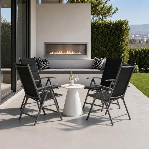 Vista 11 de PURPLE LEAF Juego de 2 sillas plegables para exteriores, asiento acolchado Negro