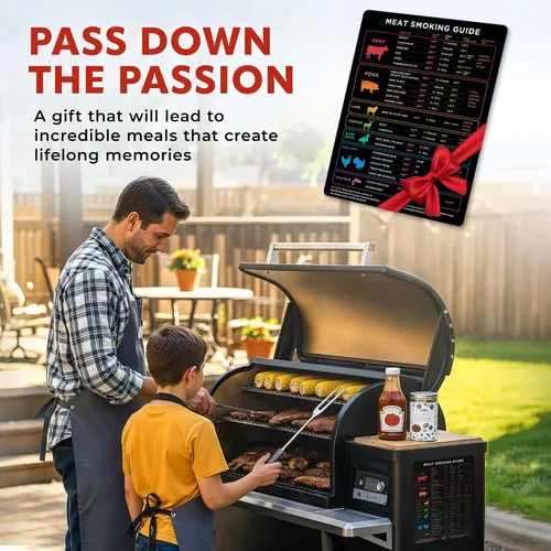 Vista 6 de Imán de temperatura de carne extra grande y guía para ahumador de barbacoa - 8.5" x 11" - Accesorios para ahumador y parrilla de pellets - Madera