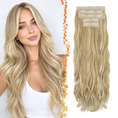 Vista 17 de BARSDAR 24 Inch Synthetic Layered Loose Wavy Black Clip in Hair Extensions