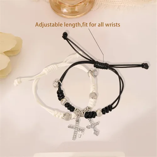 Vista 2 de Comelodiant Matching Bracelets for Best Friends 2PCS Adjustable Couple Ying Yang Bracelets Long Distance Friendship Bracelet Valentines Jewelry Gift