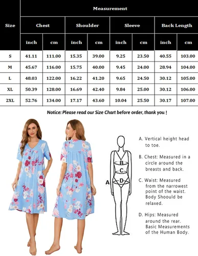 Vista 5 de Bloggerlove House Dress for Women Cotton MooMoo Dresses with Pockets Floral Pleated Short Sleeve V-Neck Mumus for Lounging