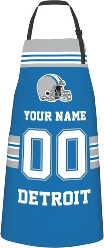Vista 22 de Delantales personalizados del estilo del fútbol, delantal personalizado de la cocina del nombre y del número, delantales impermeables modificados