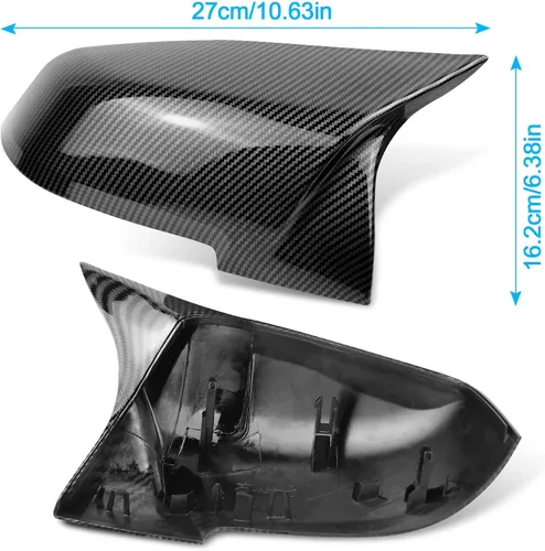 Vista 2 de Tapa de Cubierta de Espejo Retrovisor de Puerta de Repuesto para BMW F20 F22 F23 F30 F31 F32 F33 F36 F87 M2 X1 E84 (Fibra de Carbono)