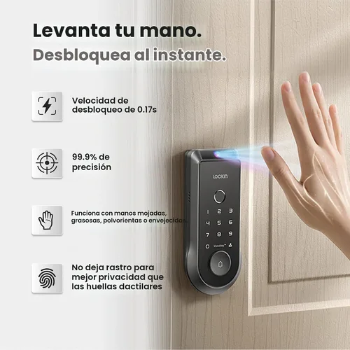Vista 4 de Lockin Veno Smart Lock, entrada sin llave para vena de palma, batería individual Vena de la palma (sin cámara)