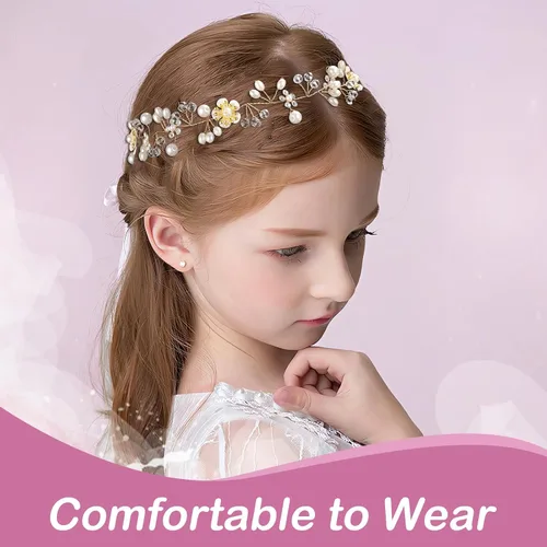 Vista 5 de Tocado para niña de las flores, accesorios para el cabello para boda, primera comunión