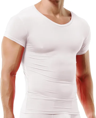 Vista 11 de DTODWW Men's Undershirts Soft V Neck Short Sleeves T-Shirts Classic Tees for Men Slim Fit Sweat Shirts Solid Color Tops