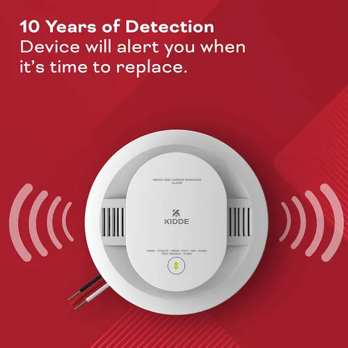 Vista 11 de Kidde Detector de humo y monóxido de carbono cableado, batería de reserva AA, alertas de voz, interconectables, indicadores de luz de advertencia