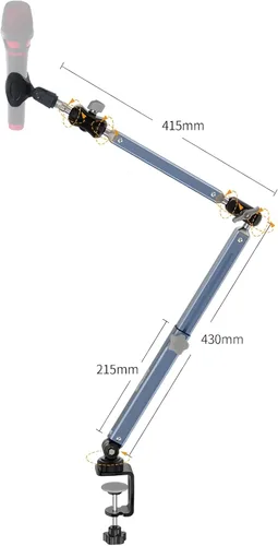 Vista 7 de Brazo de brazo de micrófono giratorio de 360° plegable ajustable soporte de micrófono de escritorio de aleación de aluminio resistente para podcast